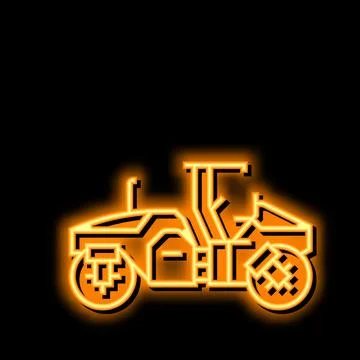 Drum roller construction car vehicle neon glow icon illustration Illustrazione stock