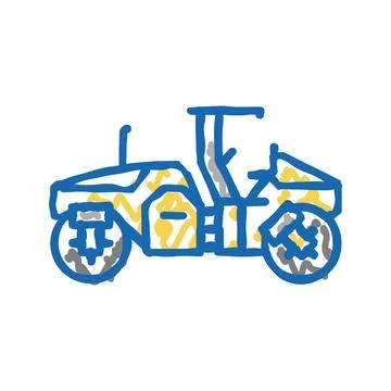 Drum roller construction car vehicle icon doodle illustration Illustrazione stock