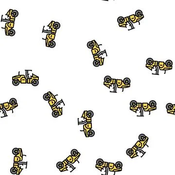 Drum roller construction car vehicle vector seamless pattern Illustrazione stock