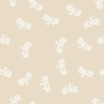 Drum roller construction car vehicle line seamless pattern Illustrazione stock