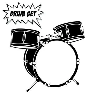 Drum set with basic 3 pcs. Stock Illustration