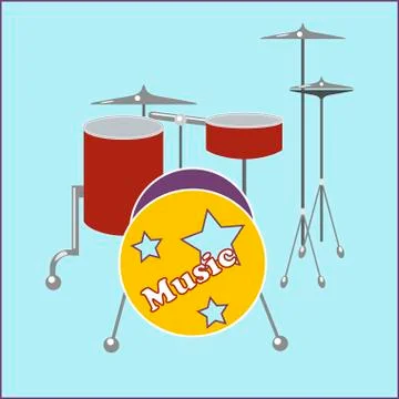 Drum set flat icon Stock Illustration