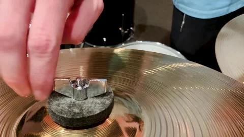 Drum Set Hi-Hat setup Tuning Stock-Footage 313994114