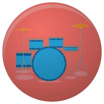 Drum set icon flat Stock Illustration