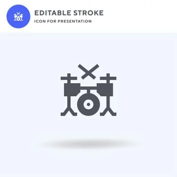 Drum Set icon vector, filled flat sign, solid pictogram isolated on white, logo Illustrazione stock