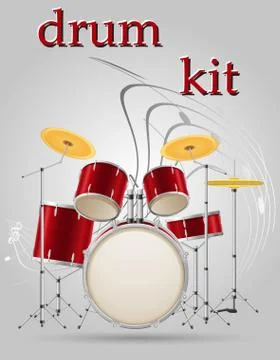 Drum set kit musical instruments stock vector illustration Stock Illustration