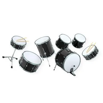 Drum set with multiple drums and sticks, isolated on white background. Conc.. Stock Illustration
