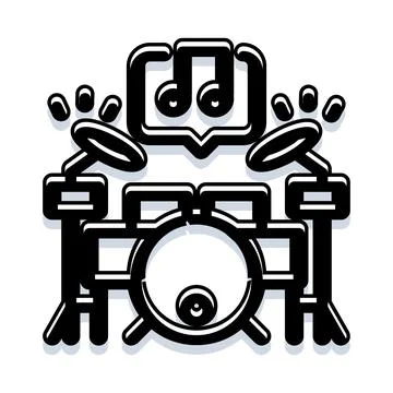 Drum set music notes flat vector design Illustrazione stock