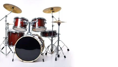 Drum set or kit, is a collection of drums, cymbals, an instrument set up to.. Stock Photos