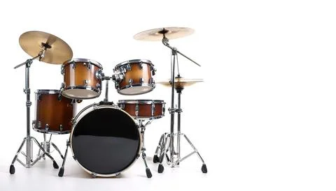Drum set or kit, is a collection of drums, cymbals, an instrument set up to.. Stock Photos