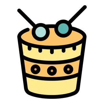 Drum set playing music with sticks and cymbals, rhythm and beat Stock Illustration