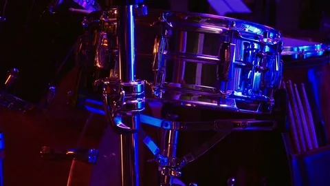 Drum set in the stage Stock Footage 73381801