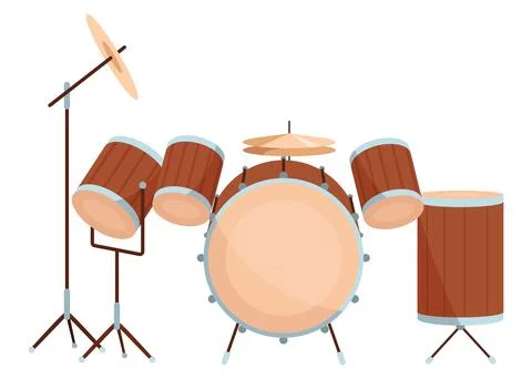 Drum set vector design. Drum kit flat style vector illustration isolated on Illustrazione stock
