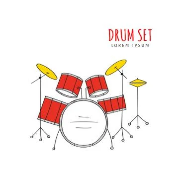 Drum set vector illustration hand drawn Stock Illustration