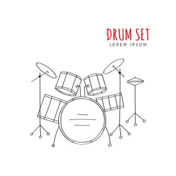 Drum set vector illustration hand drawn Stock Illustration