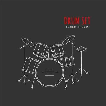 Drum set vector illustration hand drawn Stock Illustration