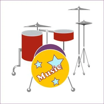 Drum set on white background Stock Illustration