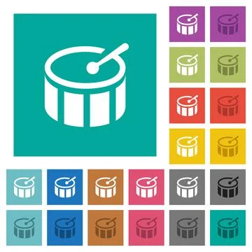Drum square flat multi colored icons Stock Illustration