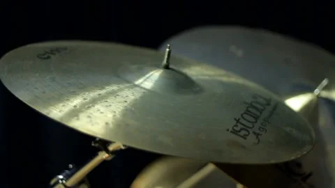 Drum stick hitting on a cymbal close up Stock Footage 237622538