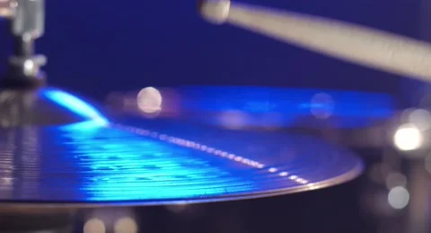 Drum stick hitting a cymbal Stock Footage 153918425