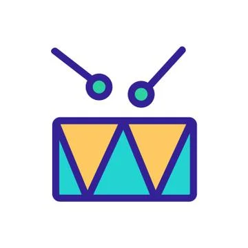Drum with stick icon vector. Isolated contour symbol illustration 스톡 일러스트