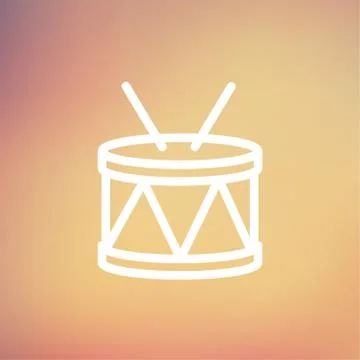 Drum with stick thin line icon Stock Illustration