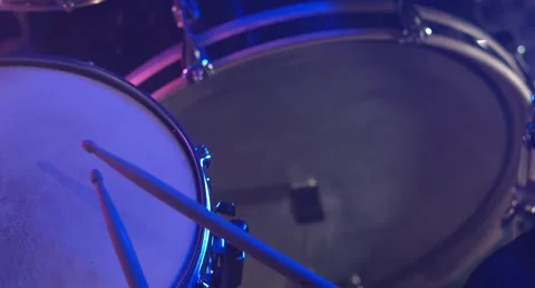 Drum sticks and two drums close up Stock Footage 153918418