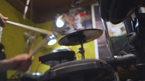 Drum Sticks Beating on Electric Drums Video stock 83344384