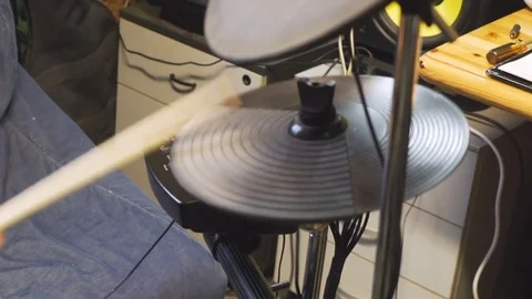 Drum Sticks Beating on Electric Hi-Hat Stock Footage 83304550