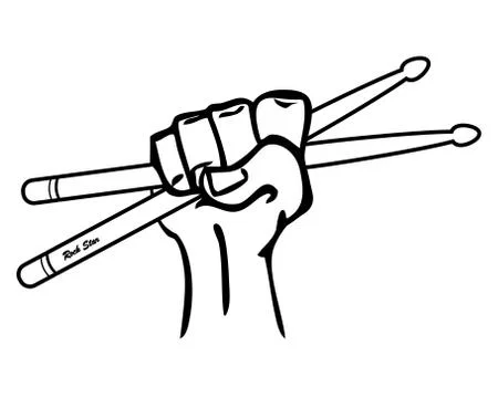 Drum Sticks In Hand Vector Stock Illustration