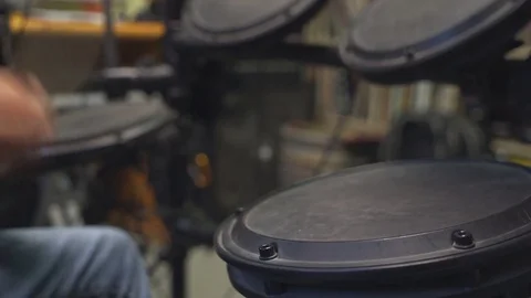 Drum Sticks Jamming on Electric Drums Video stock 83346435