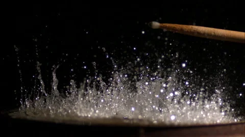 Drum Strike with Water in Super Slow Motion 2 Stock Footage 40522121