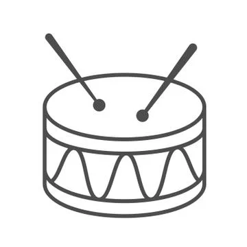 Drum thin line icon, Kids toys concept, Drum toy sign on white background, Snare 库存插图