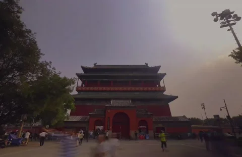 Drum Tower of Ancient Architecture in Beijing, China. Stock Footage 163640393