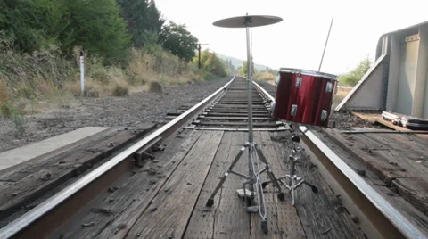 Drum On Train Track Video stock 34069668