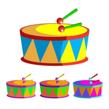 Drum Vector. Children Toy. Rhythm Symbol. Music Instrument. Isolated Flat Stock-Illustration
