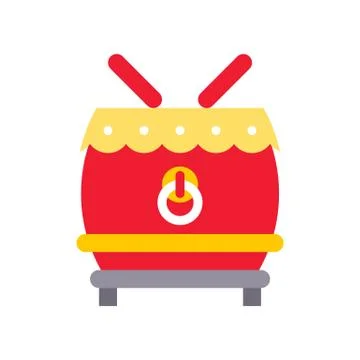 Drum vector, Chinese lunar new year flat style icon Illustrazione stock