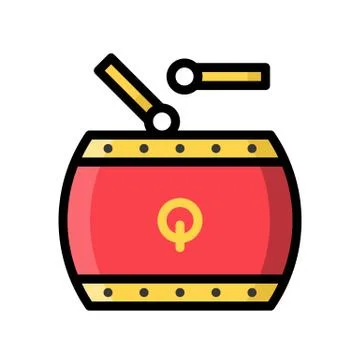 Drum vector, Chinese New Year related filled style icon editable stroke Illustrazione stock
