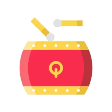 Drum vector, Chinese New Year related flat icon Illustrazione stock