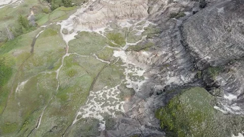 Drumheller Alberta Canada - 06 19, 2022: Aerial View of Horseshoe Canyon Stock Footage 313478820
