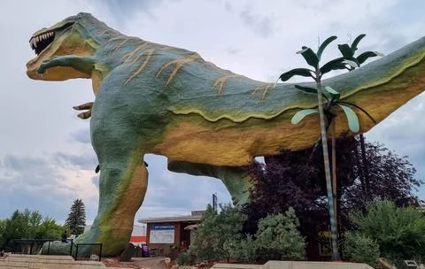 DRUMHELLER ALBERTA CANADA 08 06 2023: World's Largest Dinosaur is located i.. Stock Photos