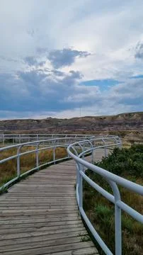 Drumheller, Alberta, Canada - August 06 2024: Area of the badlands as viewed  Foto stock