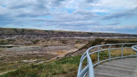 Drumheller, Alberta, Canada - August 06 2024: Area of the badlands as viewed  Stock-Fotos