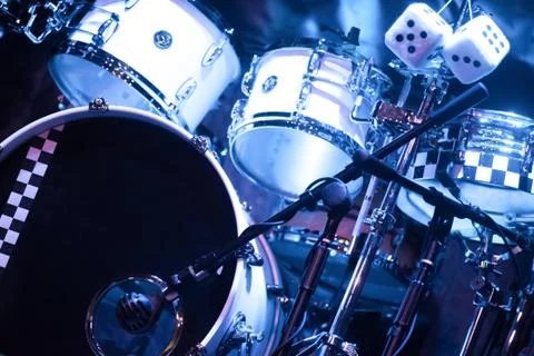 Drumkit on stage Stock Photos