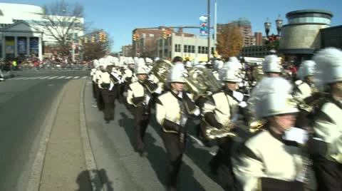 Drumline perform at parade (2 of 5) Stock Footage 10838973