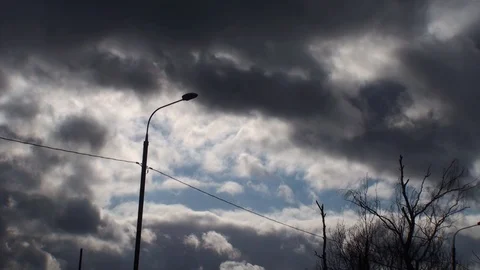 Drummatic sky on which clouds fly. Stock Footage 125069619