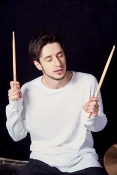 The drummer behind the drums Stock Photos