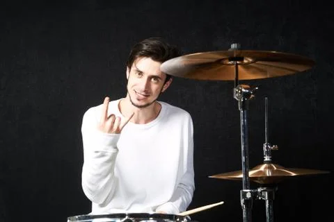 The drummer behind the drums Stock Photos