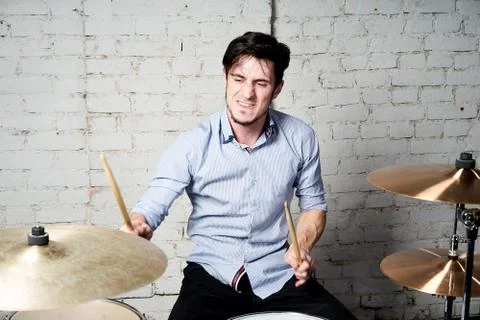 The drummer behind the drums Stock Photos