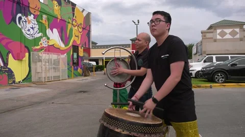 Drummer For Chinese Dragon Dance Stock Footage 196784906